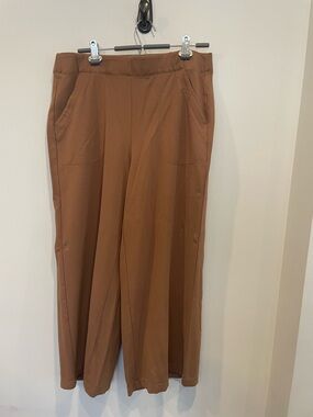 Max Studio Wide-Leg Cropped Pull-On Pants in Chestnut Brown 1X
